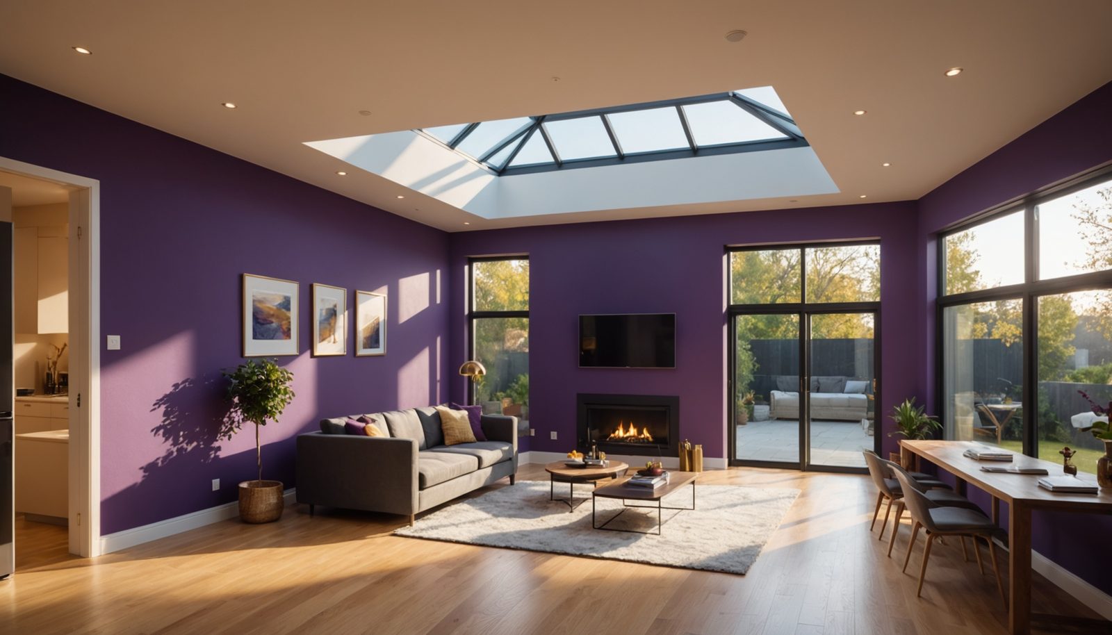A modern skylight installation showing bright interior illumination